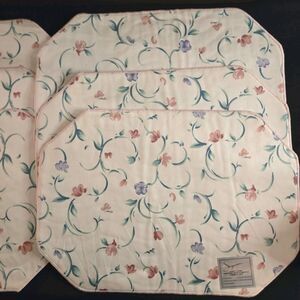 Vintage Suzanne White/Pink Floral Placemat Linen Set Chic Farmhouse Cottagecore